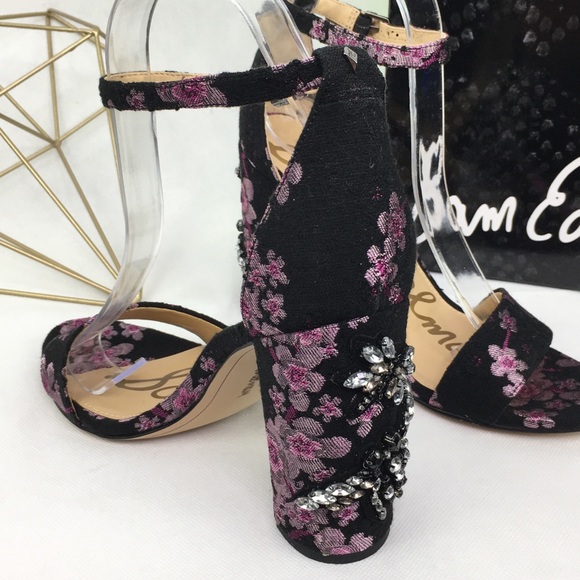 Sam Edelman Sakura Brocade Crystal Dragonfly & Bee Heel Ankle Strap Shoes - Picture 6 of 10